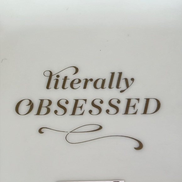 Valentine! “literally OBSESSED” gold metallic lettering on wht ceramic tray-NWT - Picture 3 of 7